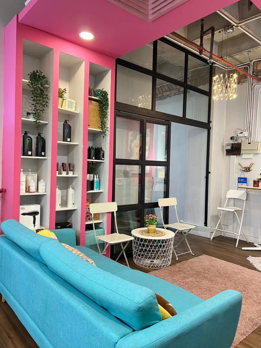 Dashing Diva Shah Alam waiting area and product shelves, Muslimah hair salon at Kompleks PKNS Selangor